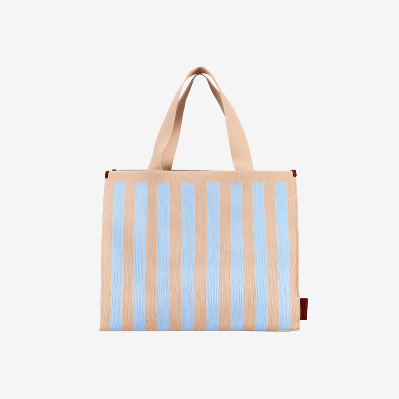 Knitted Stripes Shopper (Marzipan + Sky)