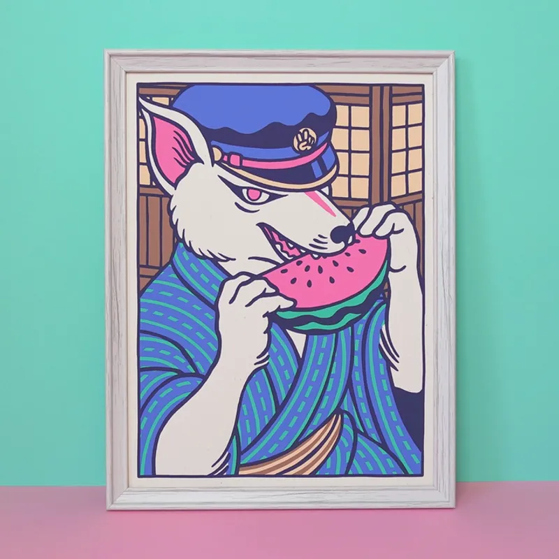 Kitsune Poster (30x40cm) Silketrykk