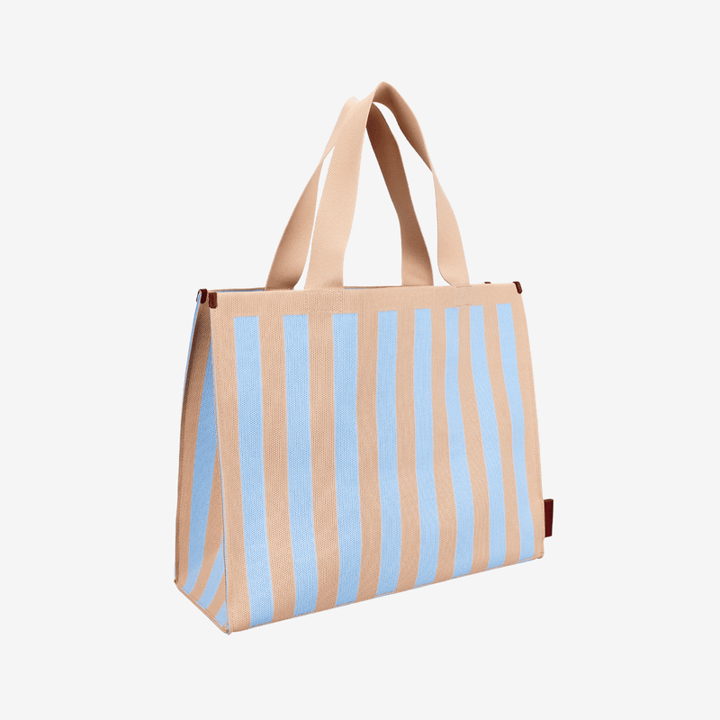Knitted Stripes Shopper (Marzipan + Sky)