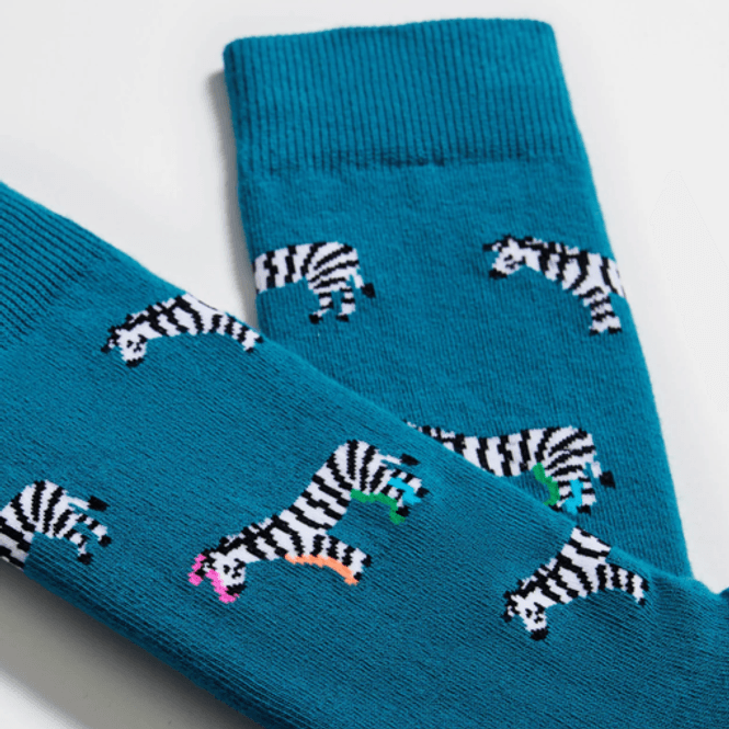 Hovedbilde Zebra Bomullsokker (Teal)