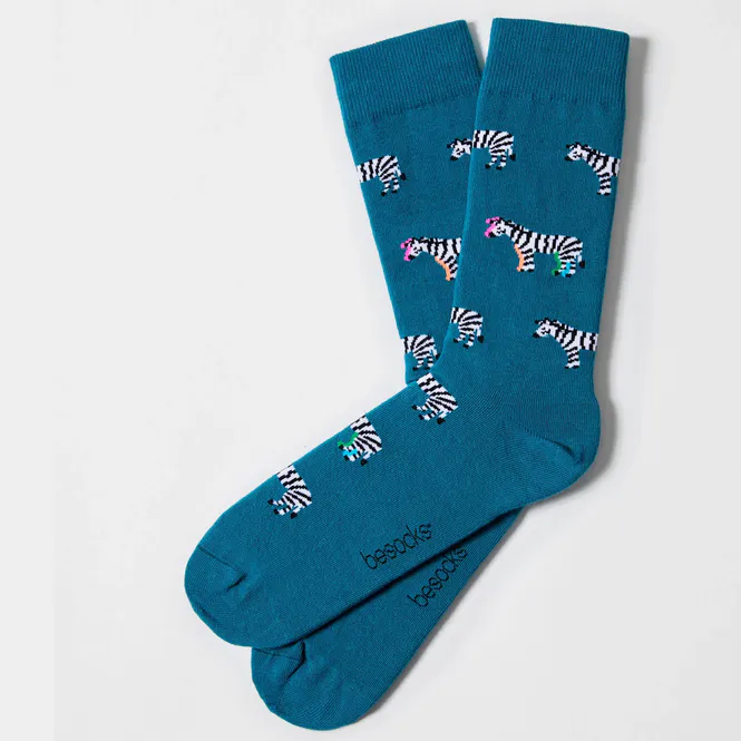 Hovedbilde Zebra Bomullsokker (Teal)